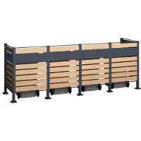 Westmann , Mülltonnenverkleidung Planum 4er Box, grau / holz, 80 x 320 x 120 cm (B x T x H)