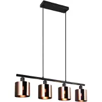 TRIO 4-flammige Pendelleuchte Jason schwarz mit Kupferbronze