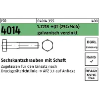Reyher ISO 4014 - Stahl 1.7218 verzinkt - M 12x75 - Sechskantschrauben mit Schaft - mit DGRL-Zulassung
