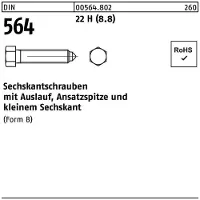 Reyher DIN 564 - Stahl 8.8 blank 22H - BM 20x90 - Sechskantschraube mit Ansatzspitze und Gewindeauslauf