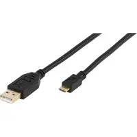 Vivanco ViVancoHigh-grade USB 2.0 certified connection cable, USB A, Micro-USB B, Männlich/Männlich, 0,48 Gbit/s, Schwarz