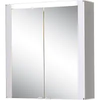 Jokey Spiegelschrank "Tromsö", weiß (weiß, alufarben), B:63cm H:68,5cm T:17cm, MDF, Schränke, Spiegelschrank, 63 x 68,5 x 17 cm