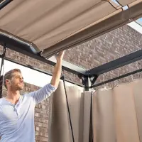 HOME DELUXE - Vorhang + Dach PROVENCE - passend zu Gartenliege Provence I Hollywoodschaukel Sonnenliege Schaukelliege