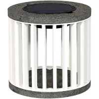 LES JARDINS LED-Solartischleuchte Halo, weiß, Alu/Granit dimmbar, weiß / opal, Aluminium, Solarleuchten
