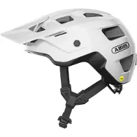 ABUS MTB-Helm MoDrop MIPS - robuster Fahrradhelm mit Aufprallschutz für Mountainbiker - individuelle Passform - Unisex - Weiß Glänzend, Größe S (51-55 cm)