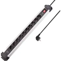 Sygonix SY-4755608 Überspannungsschutz-Steckdosenleiste 10fach Silber, Schwarz 1 St.