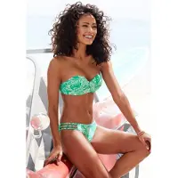 Venice beach Bügel-Bandeau-Bikini-Top "Moloka", Damen, Gr. 36, Cup E, grün (grün bedruckt), Recycling-Polyamid, bedruckt, Bikini-Oberteile Bügel-Bandeau-Bikini-Top, Abnehmbare Träger