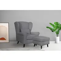 Home affaire Sessel "Ohrensessel CHISTELLE, wahlweise mit Polsterhocker", grau, B:81cm H:99cm T:87cm, 100% Polyester, Sessel, Sessel, mit Wellenunterfederung, Maße: B/T/H: 81/87/99 cm