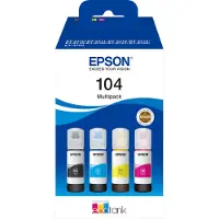 Epson 104 EcoTank 4-colour Multipack, Original, Schwarz, Cyan, Magenta, Gelb, , EcoTank ET-2715 EcoTank ET-2714 EcoTank ET-2712 EcoTank ET-2711 EcoTank ET-2710 Unlimited EcoTank..., 65 ml, 65 ml