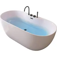 HOME DELUXE - freistehende Badewanne - LENI - Weiß, mit schwarzer Armatur - Maße: ca. 170 x 80 x 58 cm - Füllmenge: 235 Liter, inkl. Überlaufschutz, Siphon und Verschluss I Spa, für 2 Personen