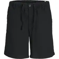 Jack & Jones Shorts "JPSTJAIDEN CAMPAIGN HYBRIDBONDISHORT MID", Herren, Gr. S, N-Gr, schwarz, Web, Obermaterial: 80% Baumwolle, 20% Leinen, unifarben, relaxed fit knielang, Hosen Shorts