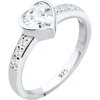 Elli Silberring "Ring Herz Zirkonia Symbol Verlobung 925 Silber" Gr. 56, silber, Fingerringe, Damen, 56, Silber 925 (Sterlingsilber), Silberring