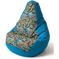 Go Gift Sako sack pouffe Pear print blue-striped XXL 140 x 100 cm