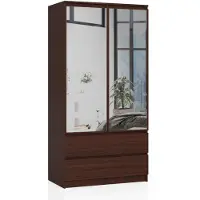 Akord Kleiderschrank 2 Türen 2 Schubladen 2 Spiegel Wenge 90X51X180 Cm