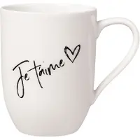 Villeroy & Boch Becher "Becher mit Henkel 'Je t'aime' Becher Liebe Statement 290 ml weiß", weiß, 1 tlg., Porzellan, Trinkgefäße, Becher