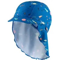 Sterntaler Schirmmütze "Bademütze mit Nackenschutz Weltraum", Kinder, Gr. 49, blau (königsblau), Obermaterial: 82% Polyamid PA. 18% Elasthan EL., Mützen Schirmmütze