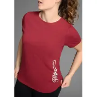 Kangaroos T-Shirt , Damen, Gr. 40/42, rot (weinrot), Obermaterial: 95% Baumwolle, 5% Elasthan, figurumspielend hüftbedeckend, Rundhals, Shirts T-Shirt, Kurzarm, casual, unifarben, große Größen
