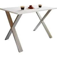 VCM Esstisch "Premium Holz Esstisch Küchentisch Xona X 140x80", weiß (silber, weiß), B:140cm T:80cm, Tische, Esstisch
