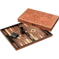 Philos Backgammon Spiel Kassette Ikaria Groß Holzbrett