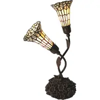 LumiLamp Clayre & Eef Tiffany Tischlampe 44x26x61 cm Beige Glas