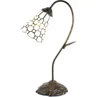 Clayre & Eef Tischlampe Tiffany Glas Wabenmuster 30x17x48 cm Braun Weiß 5LL-6248