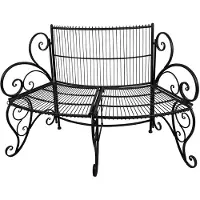 Clayre & Eef Gartenbank 134x54x92 cm Schwarz Metall