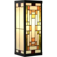 LumiLamp 5LL-6363 Tiffany beige-grün Wandleuchte 14x16x40cm E27 Glas Metall
