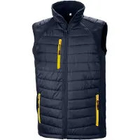 Result Genuine Recycled - "Compass" Weste Wattiert für Herren FK2533 (XS) (Marineblau/Gelb)
