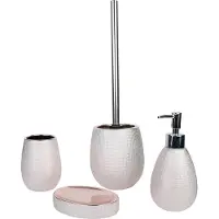 Axentia Hollywood Bad-Set 4-teilig roségold, Glitzer-Design, strukturierte Oberfläche, WC-Garnitur 40 cm