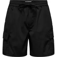 Only & Sons Cargoshorts "ONSKAL CARGO 0287 SHORTS CS", Herren, Gr. M, N-Gr, schwarz, Web, Obermaterial: 100% Baumwolle, unifarben, slim fit, Hosen Cargoshorts