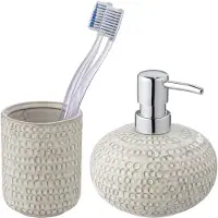 Wenko Badaccessoire-Set "Davos", beige (creme, chrom), Keramik, Badaccessoires-Sets, Badaccessoire-Set, aus Keramik mit Effektglasur