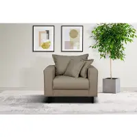 Home affaire Sessel "VEYRAS Loungesessel, Maße B/T/H: 95/84/76 cm", grau (taupe), B:95cm H:76cm T:84cm, 100% Polyester, Sessel, Sessel, mit Wellenunterfederung, incl. Kissen