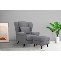 Home affaire Sessel "Ohrensessel CHISTELLE, wahlweise mit Polsterhocker", grau, B:81cm H:99cm T:87cm, 100% Polyester, Sessel, Sessel, mit Wellenunterfederung, Maße: B/T/H: 81/87/99 cm