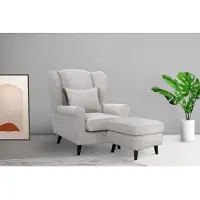 Home affaire Sessel "Ohrensessel CHISTELLE, wahlweise mit Polsterhocker", beige (creme), B:81cm H:99cm T:87cm, 100% Polyester, Sessel, Sessel, mit Wellenunterfederung, Maße: B/T/H: 81/87/99 cm