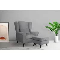 Home affaire Sessel "Ohrensessel CHISTELLE, wahlweise mit Polsterhocker", grau, B:81cm H:99cm T:87cm, 100% Polyester, Sessel, Sessel, mit Wellenunterfederung, Maße: B/T/H: 81/87/99 cm