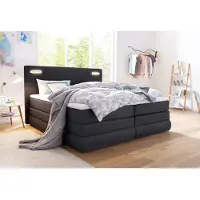 Collection Ab Boxspringbett "Ninoni", grau (anthrazit), B:195cm L:210cm, Komplettbetten, Boxspringbett, inkl. Bettkasten, Topper und wahlweise mit LED-Beleuchtung