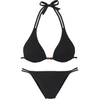 s.Oliver Triangel-Bikini "Naila", Damen, Gr. 38, Cup C/D, schwarz, Microfaser, Polyamid, Strukturmuster, Bikini-Sets Triangel-Bikini, mit Struktur, Topseller