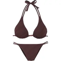 s.Oliver Triangel-Bikini "Naila", Damen, Gr. 40, Cup C/D, braun, Microfaser, Polyamid, Strukturmuster, Bikini-Sets Triangel-Bikini, mit Struktur