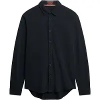 Superdry für Herren. M4011000A Langärmeliges Piqué-Hemd mit marineblauem, ausgefranstem Stoff (XXL), Lässig, Baumwolle, Langarm