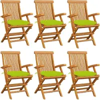 vidaXL Klappstühle mit hellgrünen Kissen, 2 Stück, Massivholz Teakholz