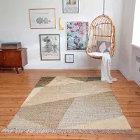 Green Looop Teppich "Vincent GL-82111", braun, B:160cm H:4mm L:230cm, Baumwolle, Jute, Teppiche, Teppich, Naturfaser Teppich aus 80% Jute 20% Baumwolle, mit Fransen, Wohnzimmer