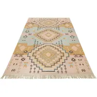 Green Looop Teppich "Mayenne GL-82104", rechteckig, 5 mm Höhe, handgewebter Naturfaserteppich aus 65% Wolle/35% Baumwolle, Fransen