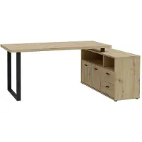 Aucune Eckschreibtisch - GOLDSBORO - Eiche Artisan / Schwarz - 124,2 x 181,5 x 74,1 cm