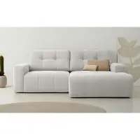 Otto Home Ecksofa "Turnon, Lounge-sofa, Breite 221 cm", beige (creme), B:221cm H:84cm T:153cm, 100% Polyester, Sofas, Ecksofa, Chenille, mit Knopf- und Doppelsteppung, elegantes Aussehen