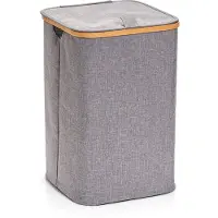 Zeller Wäschesortierer PRESENT, grau, B:33cm H:50cm T:33cm, Polyester, Wäschesammler, Wäschesortierer, Moderner Bambus Rahmen