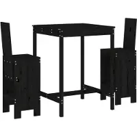 The Living Store 3-tlg. Gartenbar-Set Schwarz Massivholz Kiefer