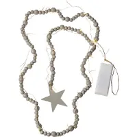 Star Trading LED-Lichterkette Beady, greige, Holzperlen, 150 cm, Batterie
