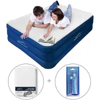 Aerorest Luftmatratze für 2 Personen – Extra lang | 210 cm | Abnehmbare Auflage | Inklusive passendem Bettbezug + Reparaturset