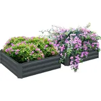 Outsunny 2er Set Hochbeet Stahl, Pflanzbeet Frühbeet Gartenbeet Blumenkasten