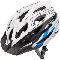 Meteor GRUVER Fahrradhelm Herren Damen Kinder-Helm MTB rollerhelm L 58-61 cm weiß/ schwarz / blau